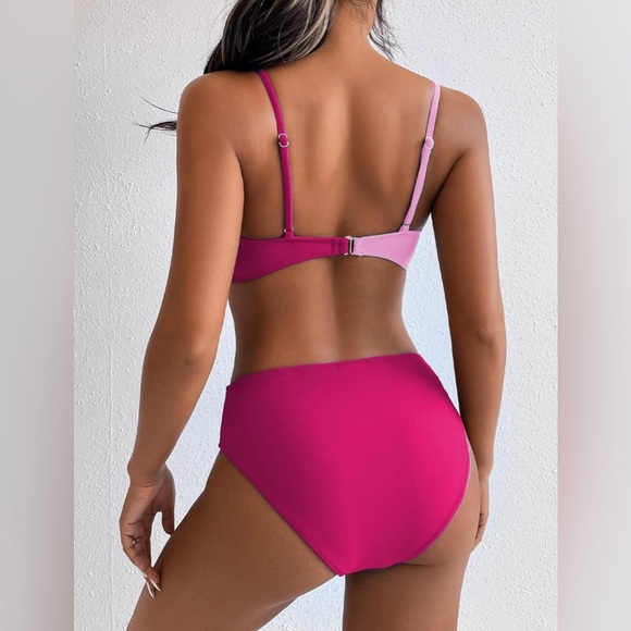 Modihito Women's Solid Spaghetti Strap Bralette Bikini Set Two Piece Swimsuit - Picture 3 of 7